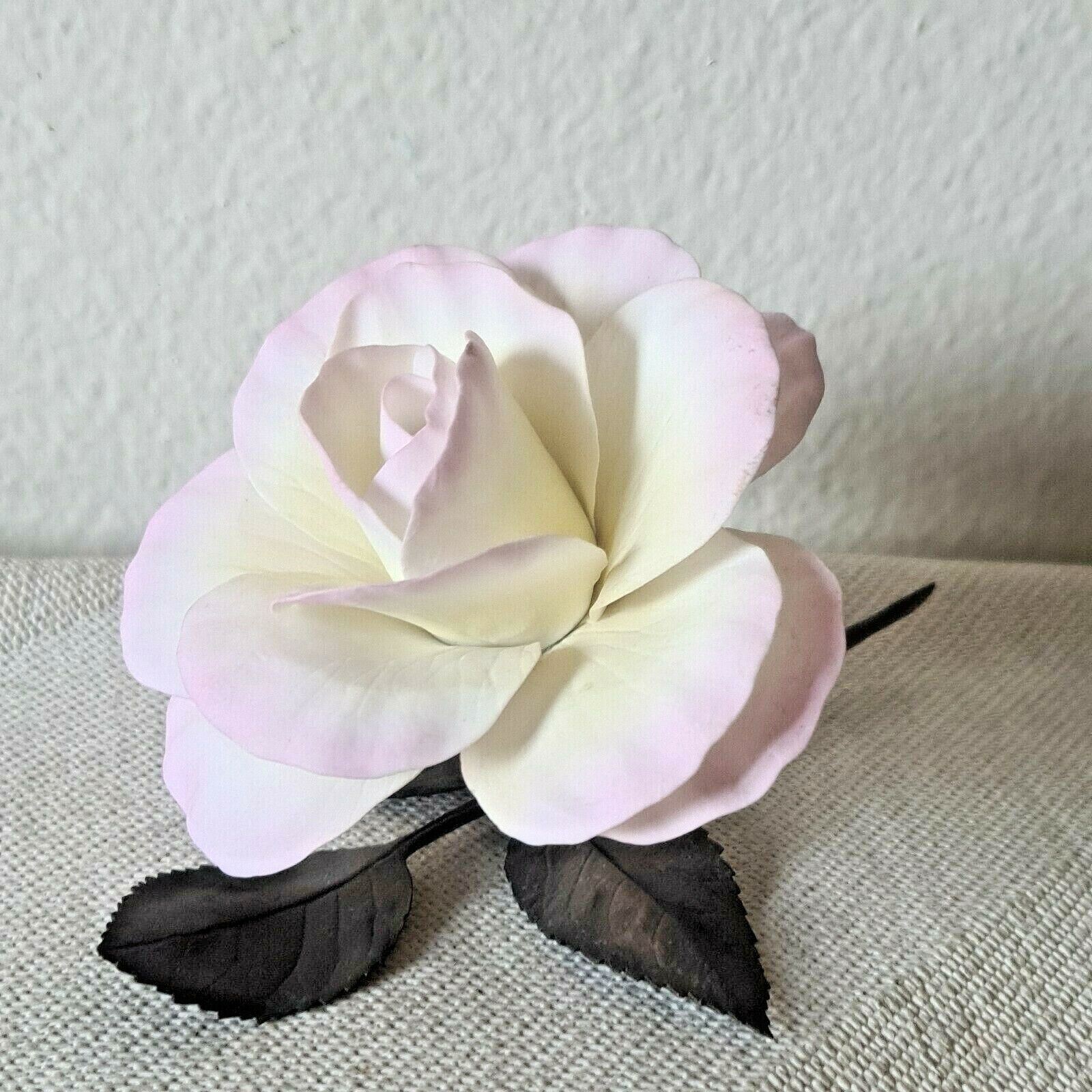 BOEHM 6” Long Boehm Flower PEACE ROSE w/ Brass Stem Model FR1 Pink