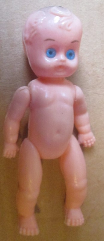 Vintage Unmarked plastic Blue Eyed BABY Doll nude 4"
