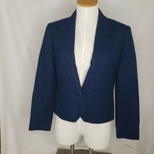 Vintage Women's Pendleton Wool Blazer Size 8 Navy Single Button Jacket