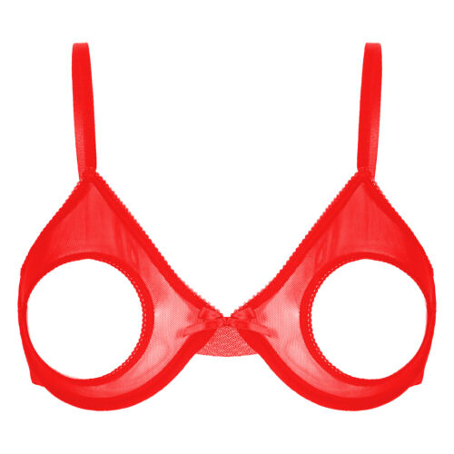 Womens Sexy Lace 1/4 Cup Open Nipple Bra Underwear Push Up Underwired Shelf Bra - Picture 24 of 29