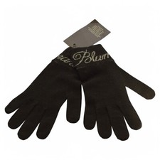Blumarine Black Wool Knit Signature Logo Winter Gloves, Tags