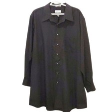 Van Heusen Black Dress Shirt Long Sleeve Button Down Collared Mens Size