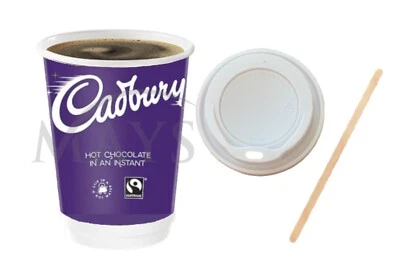 British Food Shop 2Go Cadbury Hot Chocolate 12oz Cups [20 with Lids & Stirrers]