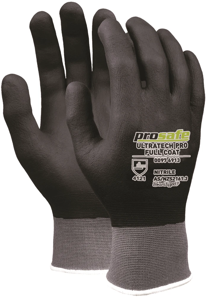 Prosafe ULTRATECH BREATHABLE NITRILE FOAM GLOVES 2 Pairs Black
