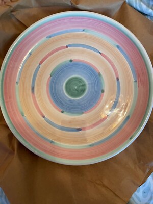 EXCELLENT COND Set Caleca Cabana Pattern Hand-Painted Dinner Plates 