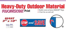 STOP AND SAVE Banner Sign discount sale clearance special bogo money storefront