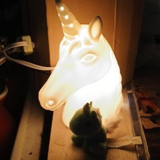 Ceramic Unicorn Night Light, Corded Electric, White, Surprizamal Plush