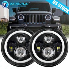 2pcs Fit Jeep Wrangler Cj Jk Tj Lj 7 Round Led Headlights Halo Hilo Beam Wdrl 2pcs Fit Jeep Wrangler Cj Jk Tj Lj 7 Round Led Headlights Halo Hilo Beam Wdrl