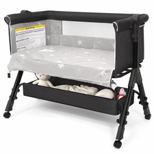 3 in 1 Baby Bassinet Bedside Sleeper for Baby, Storage Basket, Mattress