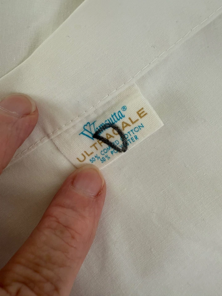 VINTAGE Wamsutta Green Embroidered White Ultracale Flat Sheet FULL - Image 3 of 4