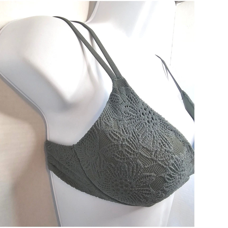 Sujetador de encaje inalámbrico Aerie Real Sunnie Olive Green Talla 32C 1 LLAMADA Foto 2 de 4