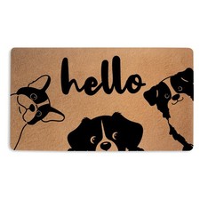 Cute Dog Door Mat 18x30 Inch, Faux Coco Coir Doormat with Non-Slip PVC Backing,