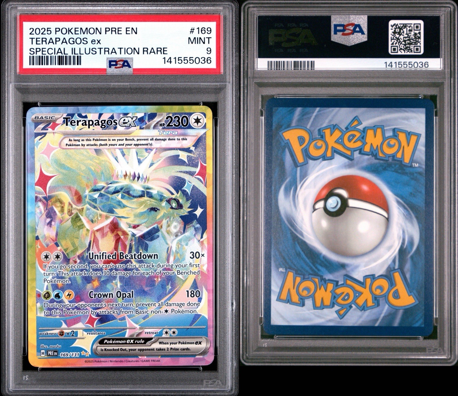 2025 POKEMON PRISMATIC EVOLUTIONS TERAPAGOS EX #169/131 PSA 9