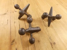 3 Cast Iron Jacks Jax Paper Weight Book End Door Stop Rustic *PAINT SCRAPS*