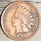1898 1C INDIAN HEAD CENT IN MID-ALMOST UNCIRCULATED CONDITION- FOUR (4) DIAMONDS