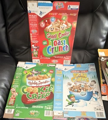 Vintage Holiday Cereal Box Lot Cookie Crisp Lucky Charms Toast Crunch Limited Ed