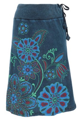 Minirock, Boho chic Rock, Retro Baumwollrock - blau