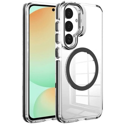 for Samsung S23 Ultra: Transparent Colorful Hybrid Case with Metallic Stand