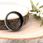 8mm Black Tungsten Christmas Gifts Her Ring Brushed Silver meteorite Inlay Band — photo 4