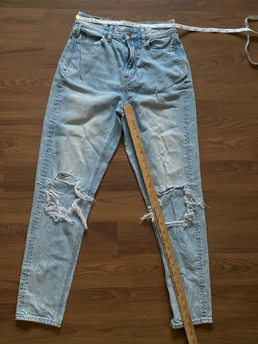 American Eagle Mom Jeans Damen Größe 00 26 x 27 Hellblau Waschung Used-Look - Bild 3 von 10