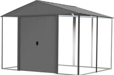 8' x 8' Ironwood Galvanized Steel Outdoor Shed Kit in Anthracite Color
