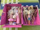Vintage Lot of Mattel Used Barbie, Kelly  Dolls  in Vinyl Doll Case