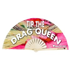 Tip The Drag Queen Large Bamboo Folding Clack Hand Fan for Raves Festivals LGBT