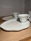 8 piece set Vintage Indiana Colony Harvest Grape Milk Glass Snack Plate Luncheon