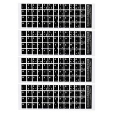 French Keyboard Stickers Cover Smooth, Black Background White Lettering 4pcs