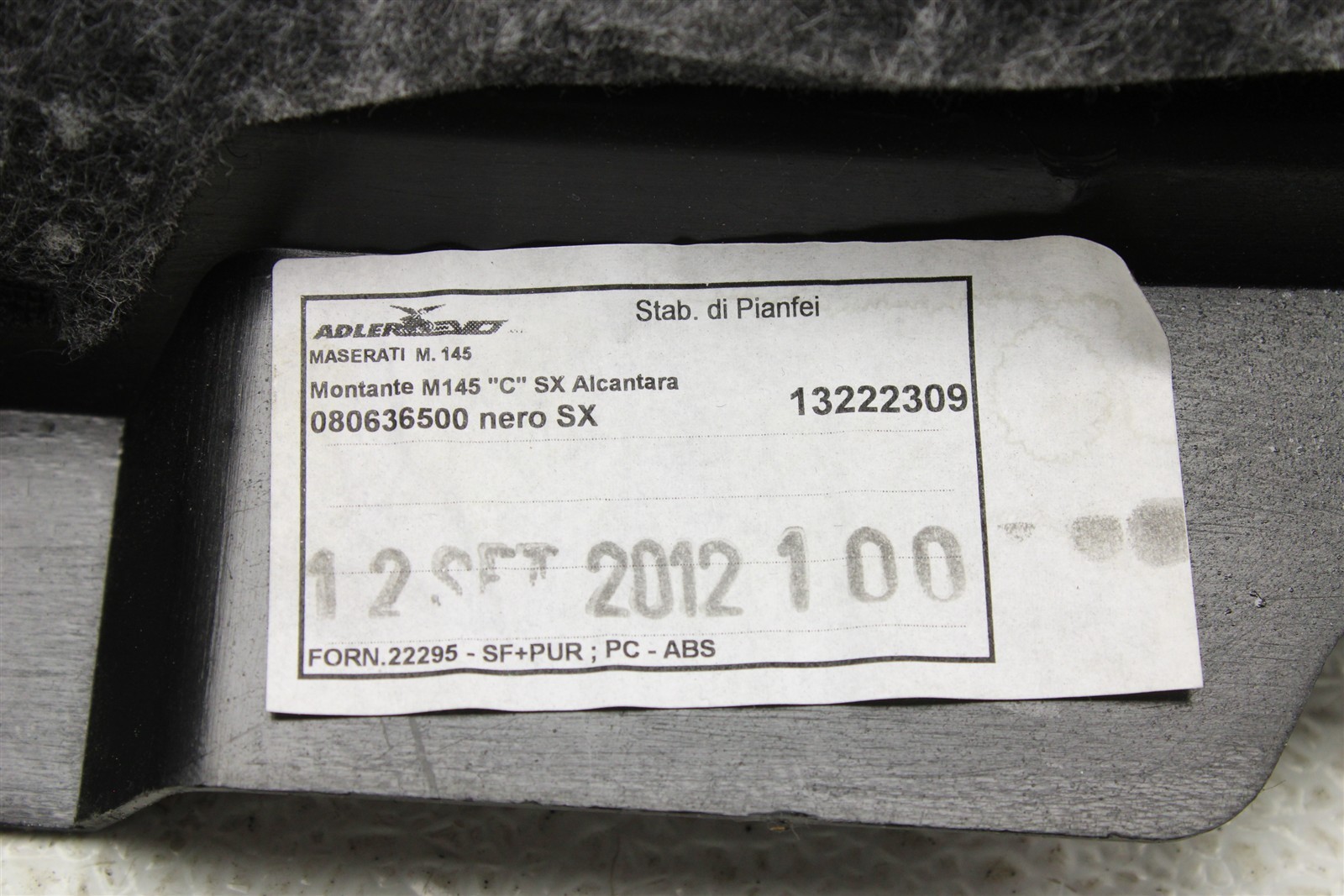 2013 Maserati GranTurismo S Rear Left C Pillar Trim Cover Panel Trim 08-13