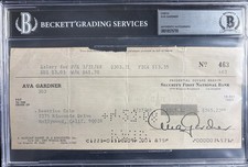 AVA GARDNER Signed Check Beckett BAS Slabbed Autograph Frank Sinatra