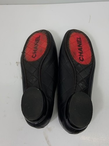 CHANEL Ballet Shoes Flat PUMPS -- BLK Leather G24712 Used - Picture 4 of 7