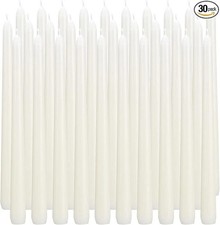 30 Pack Ivory Taper Candles, 10 Inch H Dripless, Unscented Dinner Candle, Smok
