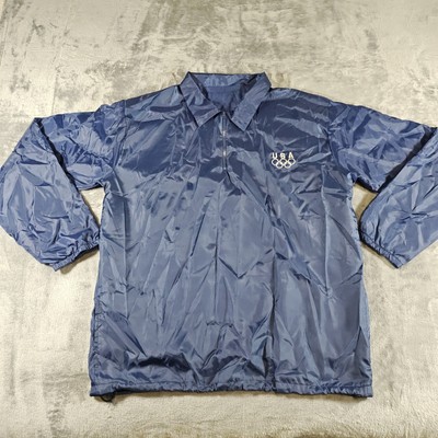 Vintage USA Olympics Windbreaker Jacket Men s L 1/4 Zip Pullover Patriotic
