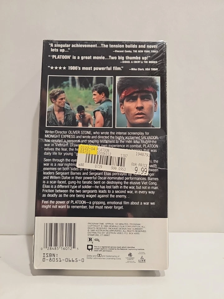 Platoon (VHS, 1997) New Sealed Hi-Fi STEREO  - Image 3 of 4