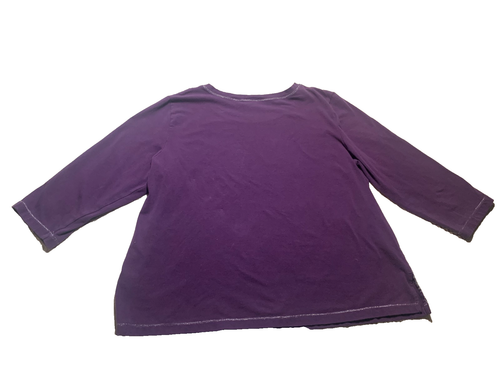 S295 - Alfred Dunner Damen lila Blumen Petite L Bluse - 3/4 Ärmel - silber Perlen - Bild 2 von 9