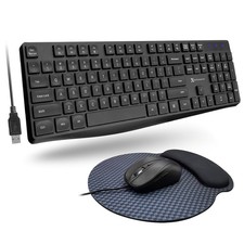 X9 Black Wired Keyboard Mouse Combo with Mouse Pad Ergonomic Full-Size USB