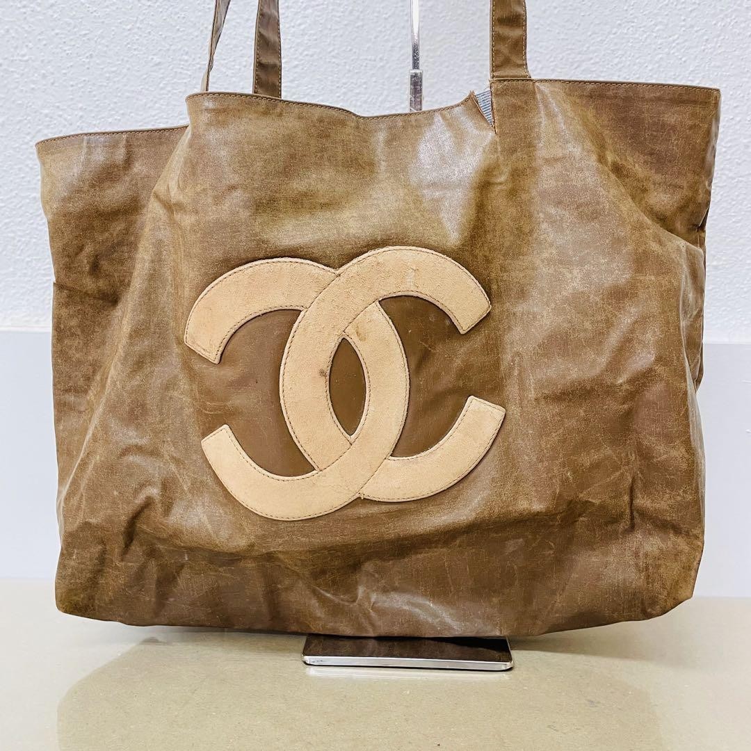 Vintage Brown CHANEL Tote Bag with Coco Mark | eBay