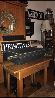 SALE $99 Dough Bowl Trencher Box Primitive Colonial Rustic Farmhouse Wood Aged