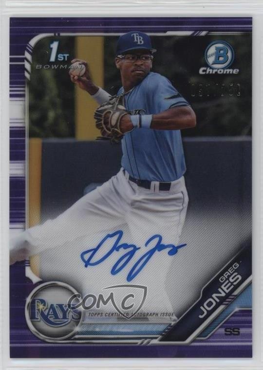 2019 Bowman Draft Chrome Pick Purple Refractor /250 Greg Jones #CDA-GJ Auto 03j5
