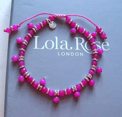 LOLA ROSE *SELTEN* MULTI CHARM ATEMBERAUBEND ROSA QUARZ VERSTELLBAR TROMMEL ARMBAND QVC