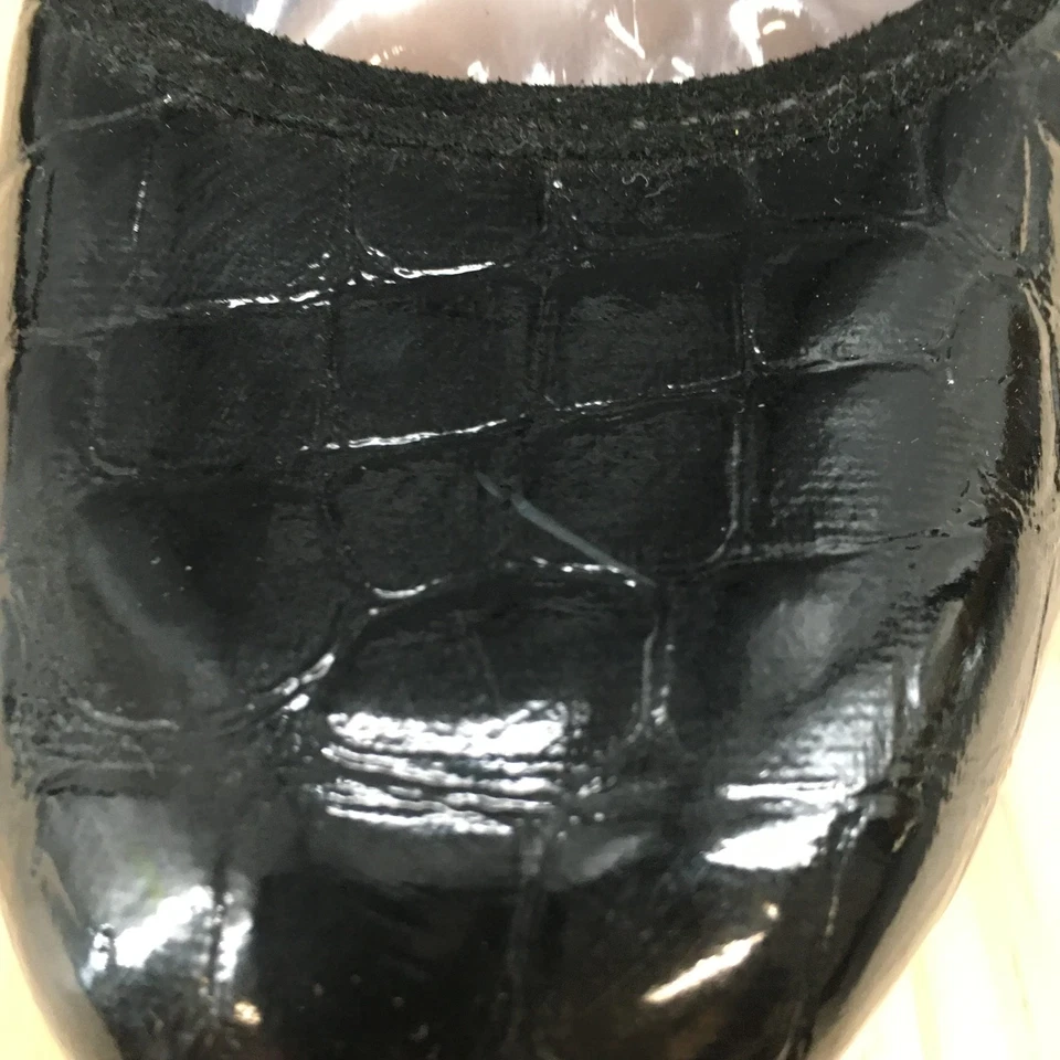 Sapato Lands End Feminino 7H Slip On Preto Couro Patente Casual Conforto Parte Superior Baixa - Imagem 4 de 4