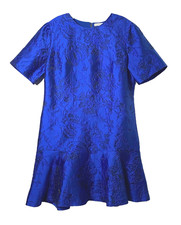 Alice + Olivia Esther Dress Womens 12 Multicolor Satin Floral Ruffle Hem Flaws