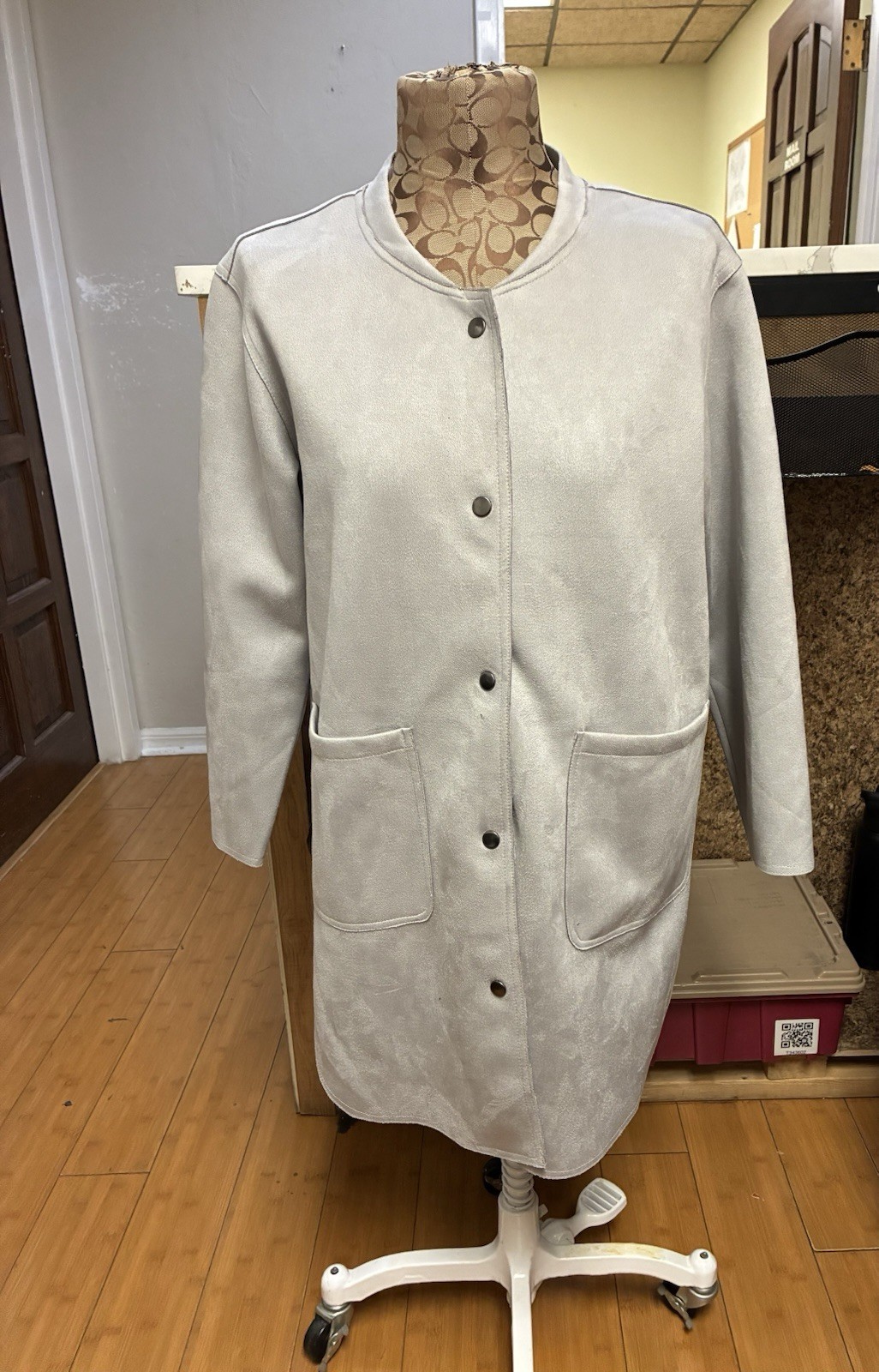 Grey Open Front Button Down Lightweight Jacket - image 8