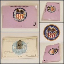 Apollo 16 NASA 1972 Launch Pass #2246 And Embroidered Mission Patch Vintage