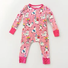 Birdie Bean Girl's Bamboo Pajama Set Alanna Birthday Llamas Size 3T Pants