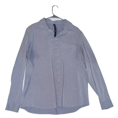 Lululemon Commission Long Sleeve Shirt Pocket Harbor Blue White XL