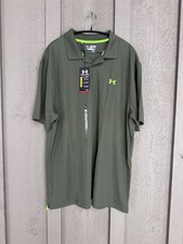 NWT Mens' UNDER ARMOUR , Olive Green, Loose-Fit, Short Sleeve Polo Shirt. XXL