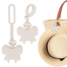 2-Pack Magnetic Hat Clip for Travel on Bag, Silicone Bow Hat Holder, Beige