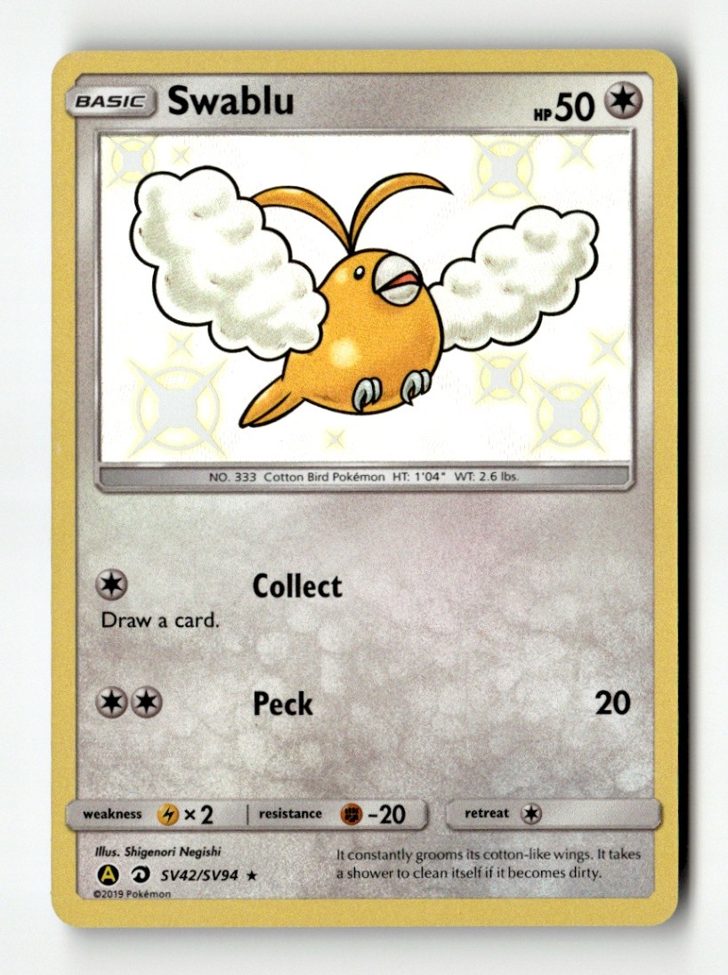 Swablu Shiny Holo Rare Hidden Fates: Shiny Vault SV42/SV94 NM Pokémon TCG